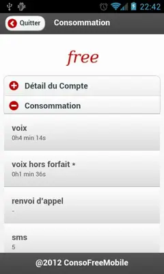 ConsoFreeMobile android App screenshot 1